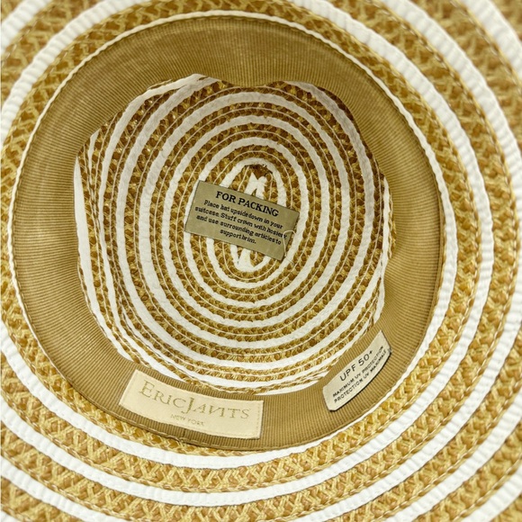 Eric Javits Beige and White Striped Hat - Picture 3 of 6